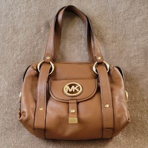 Michael Kors Tan Leather Shoulder Bag with Gold Accents
